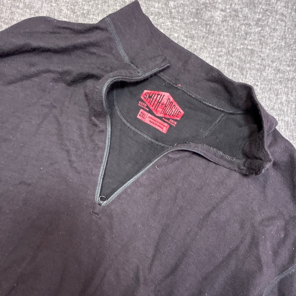 Smith + Rogue Quarter Zip Pullover Mens 2XL Black Wool Bamboo‎ Blend Skolie